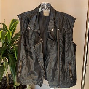Silence + noise faux leather moto vest